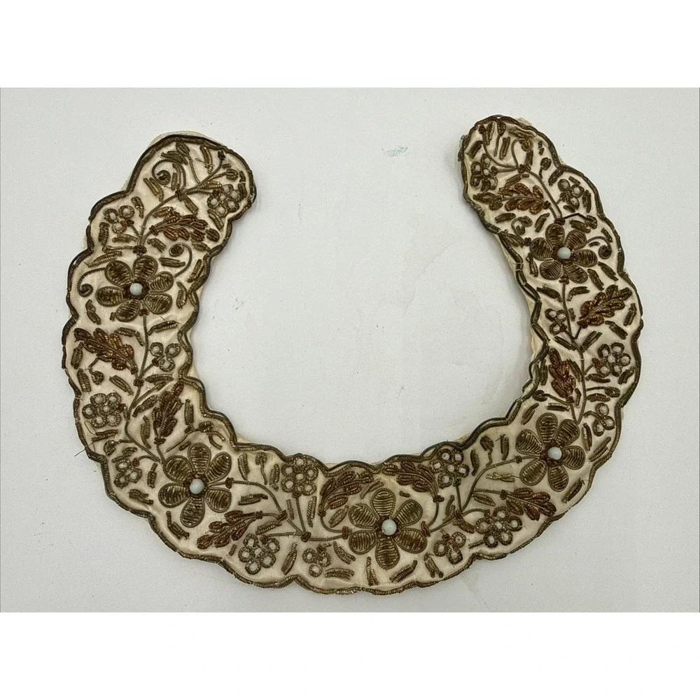 Vintage Bar & Beards Handmade India Beaded Embroidered Collar Applique Trim Lot